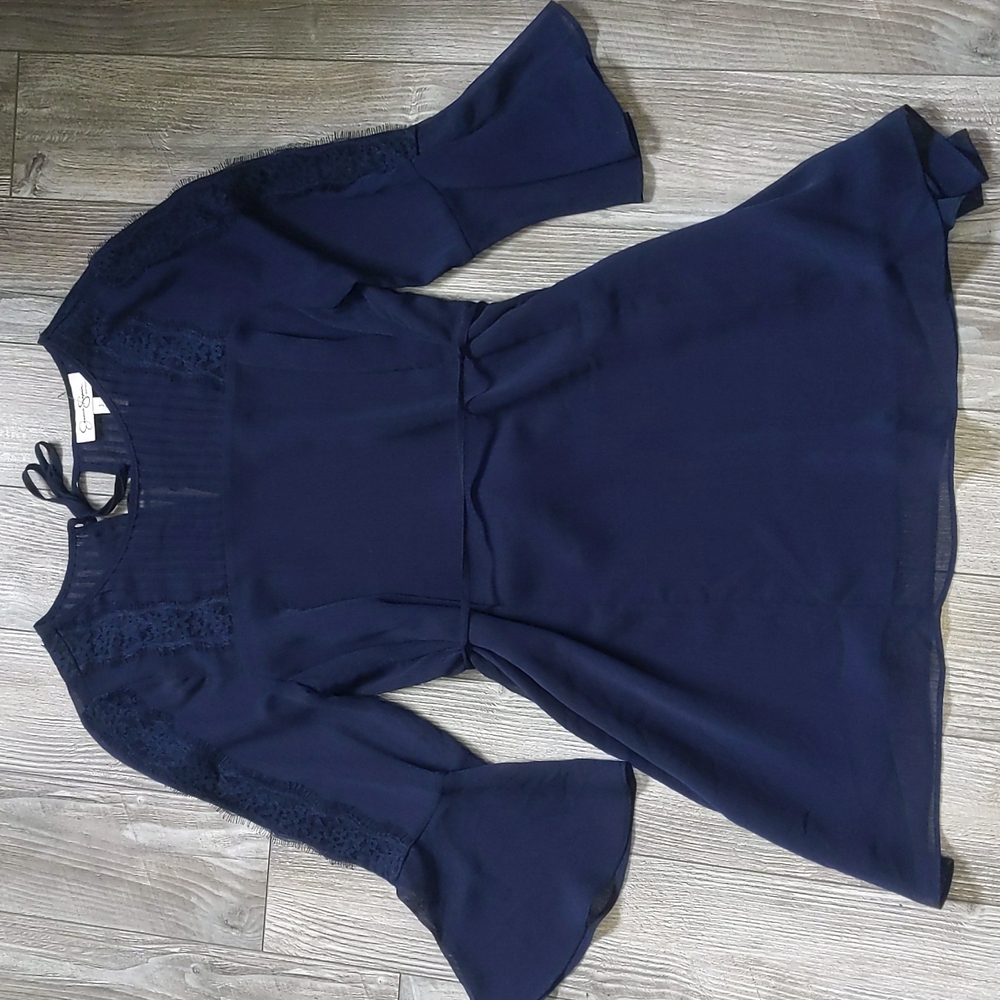 5/$25 Jessica Simpson Navy Blue Smock Dress Small